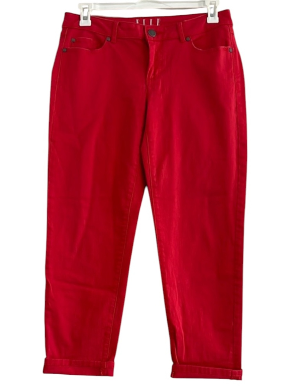 Elle Coral Red Cropped Ankle Jeans Denim Pants Size 8